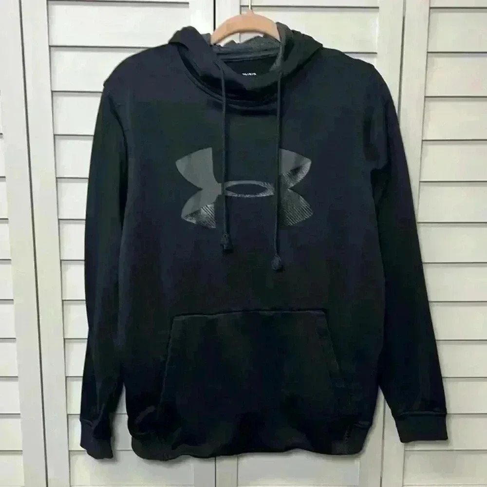 Under Armour Fleece Big Logo Hoodie Size Medium Black